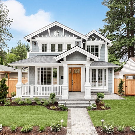 Beautiful new home exterior with home loan mortgage from PCU
