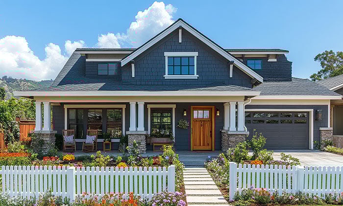 Charming craftsman house during springtime.