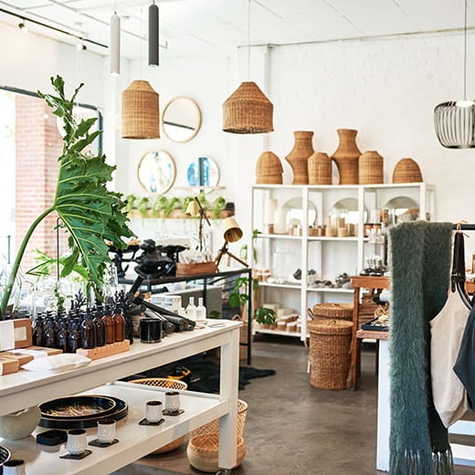 Cute shop interior of a small business in Portland Oregon.